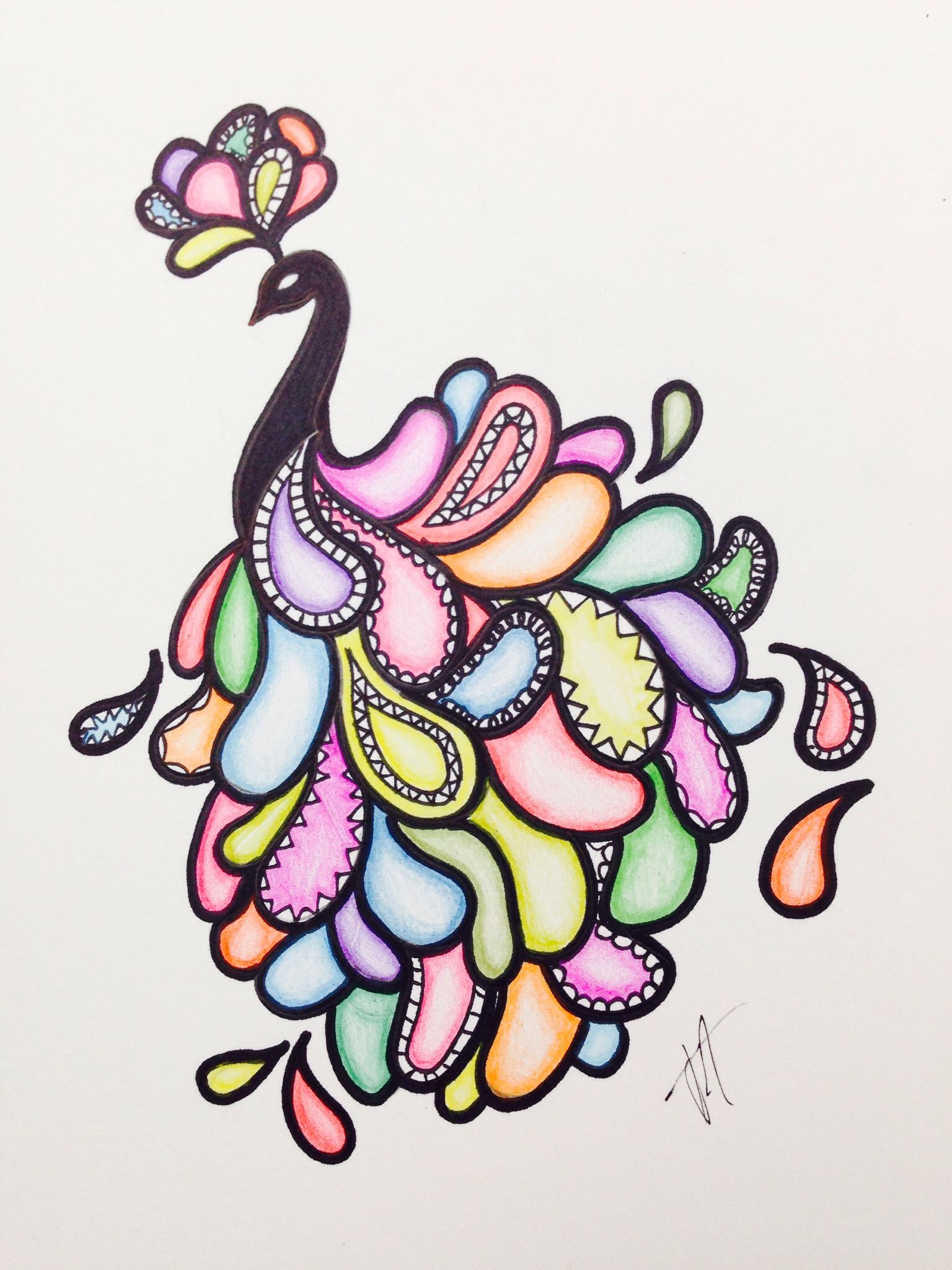 1536x2048 Easy Peacock Drawing With Sharpie And Colored Pencils Artsy