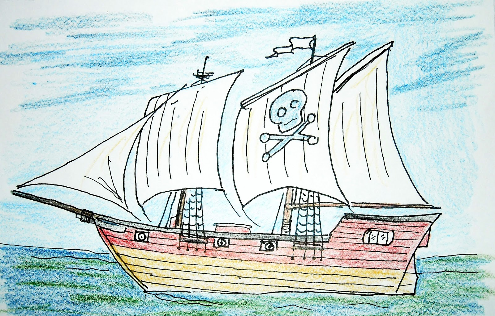 Корабль рисунок карандашом цветной 35 фото