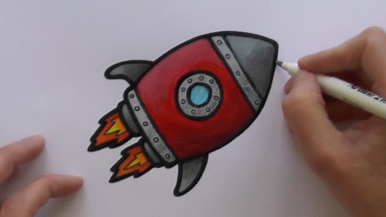 1280x720 How To Paint And Colour A Cartoon Rocketship