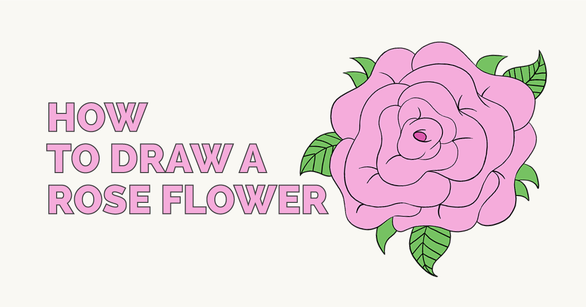 1200x628 How To Draw A Rose Flower Easy Drawing Tutorial, Drawing Guide