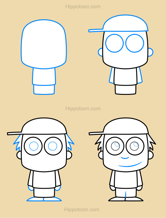 538x708 Simple Drawing Lesson On How To Draw A Cartoon Boy. Art School