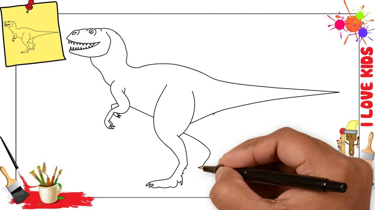 1280x720 How To Draw A Dinosaur Easy Amp Simple Step By Step For Kids