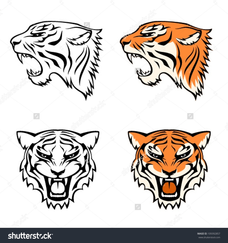 960x1024 Simple Tiger Drawing Tiger Stock Vectors Amp Vector Clip Art
