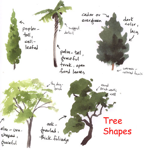 488x500 Tree Shapes Shapes, Watercolor And Watercolour Tutorials