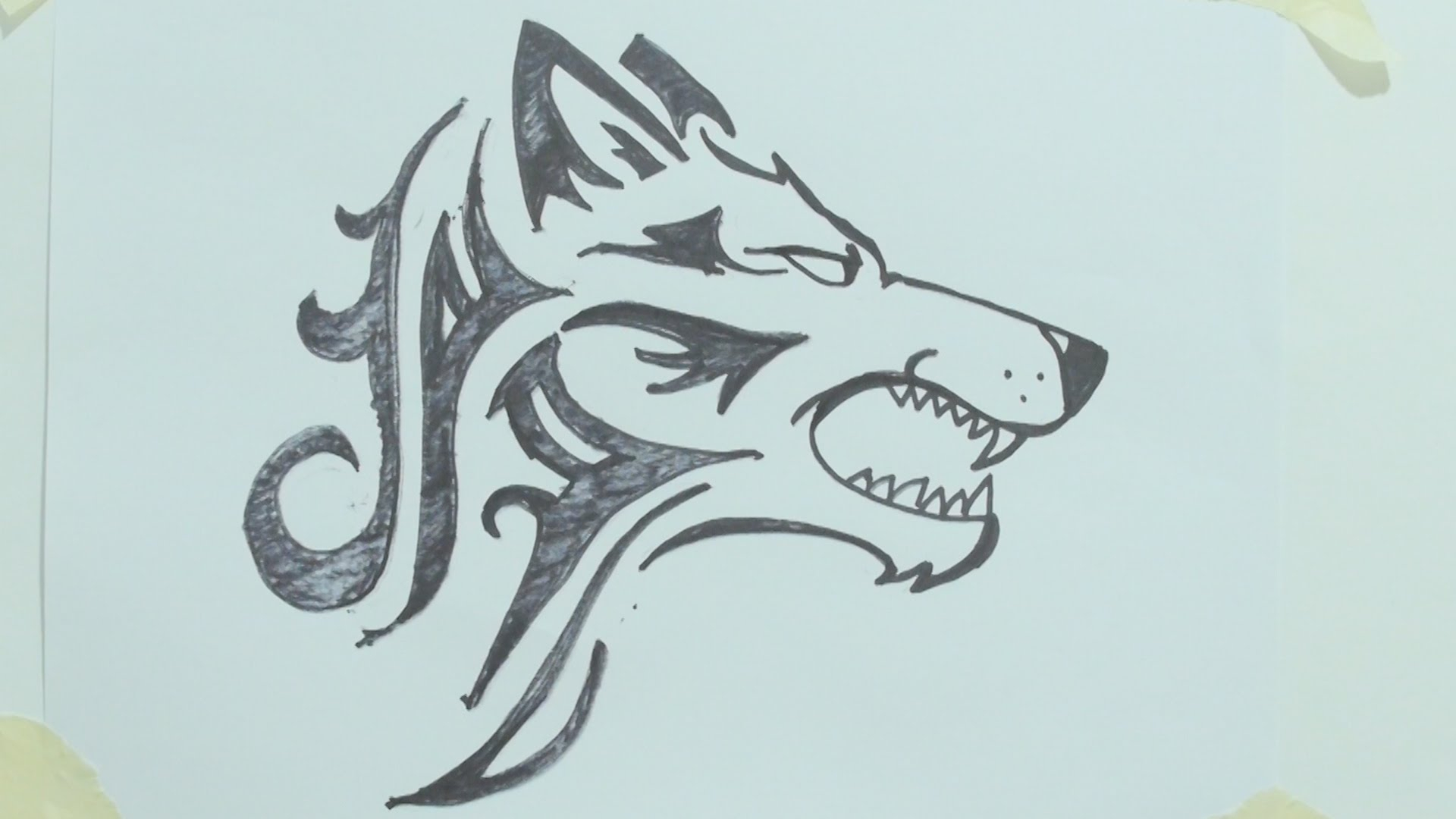 1920x1080 Simple Drawing Of A Wolf How To Draw A Tribal Wolf Head Tattoo