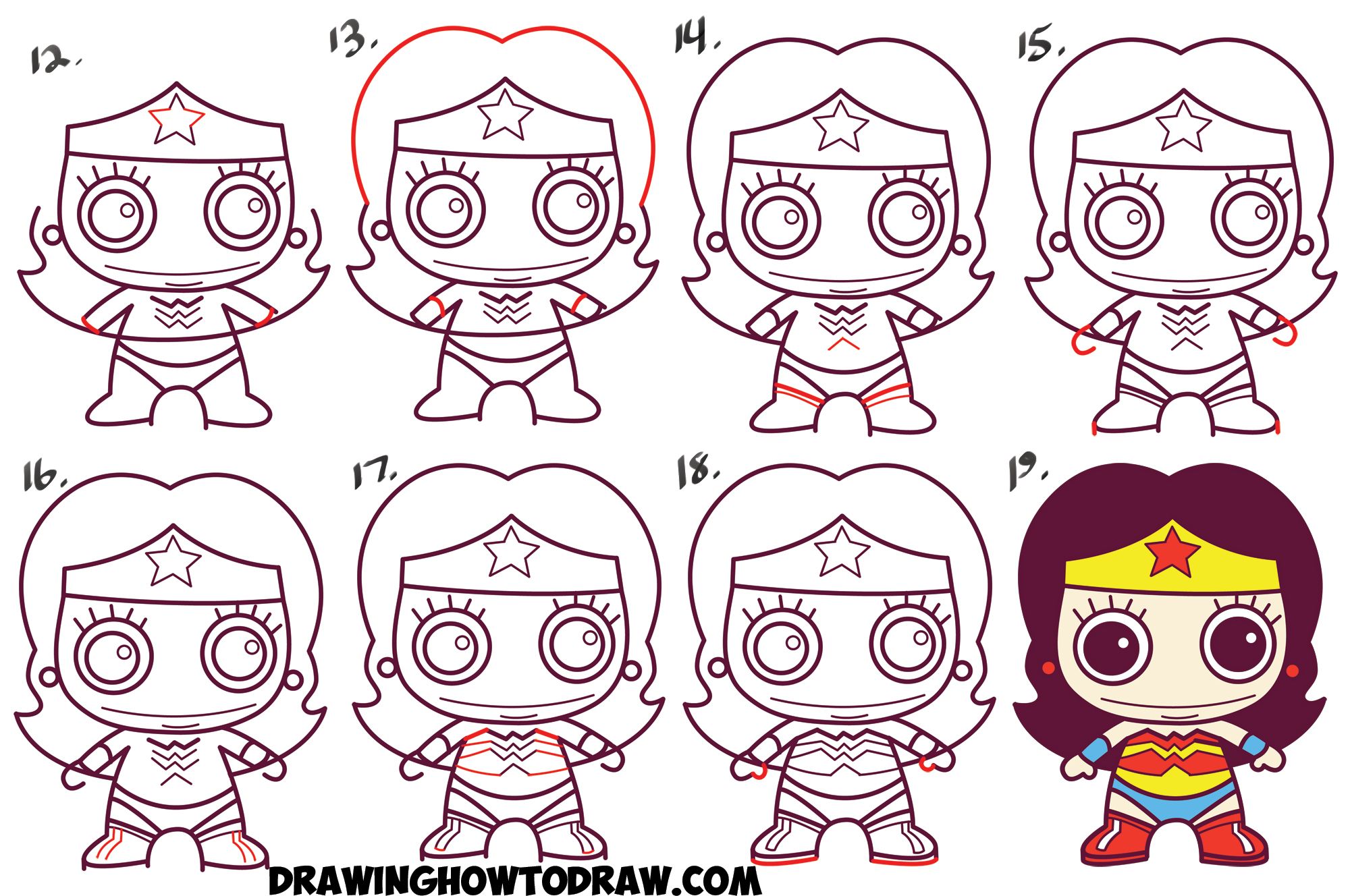 2000x1328 How To Draw Cute Chibi Wonder Woman From Dc Comics In Easy Step By
