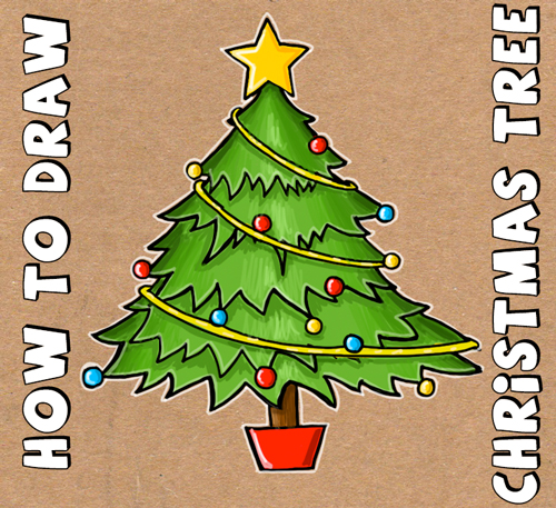 500x457 How To Draw A Christmas Tree With Simple Step By Step Tutorial