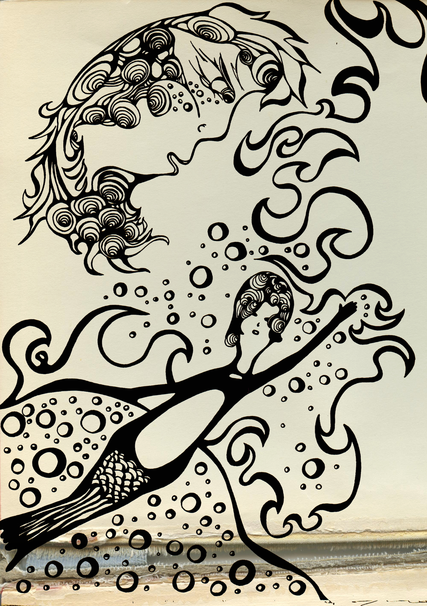 1409x2000 Mermaid Singing (Drawing) Headfeedr