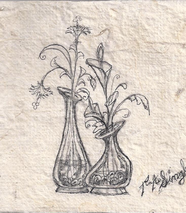 734x841 Vase Drawing Drawing By Ramsey A Single