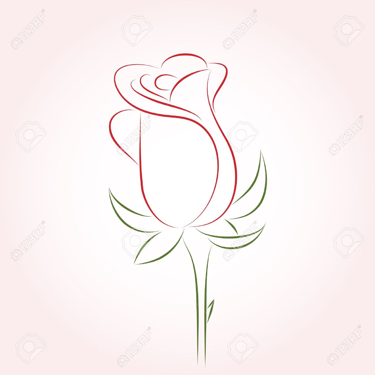 1300x1300 Single Red Rose On A Pink Background. Vector Illustration. Royalty