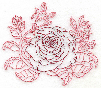 400x348 Redwork Single Rose Embroidery Design Annthegran