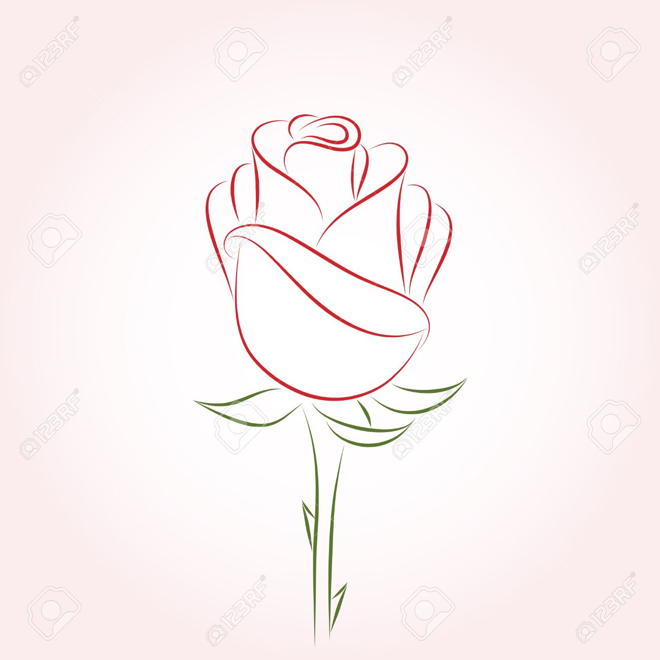 1300x1300 Single Red Rose On A Pink Background. Vector Illustration. Royalty
