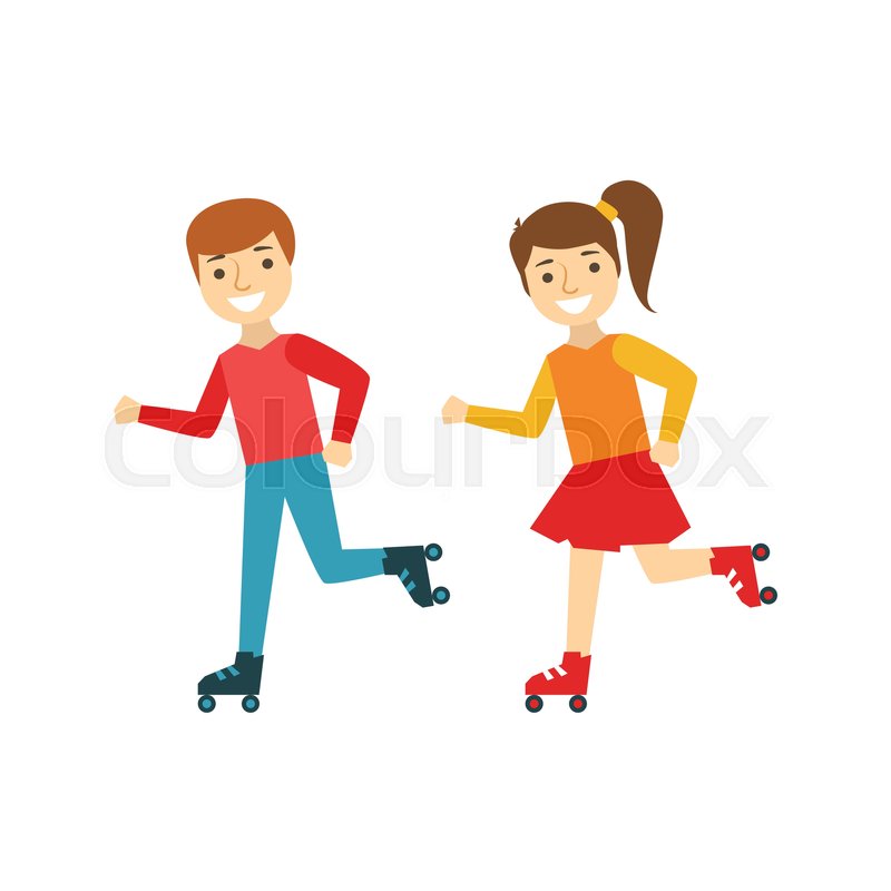 800x800 Brother And Sister Kids Roller Skating, Happy Family Having Good