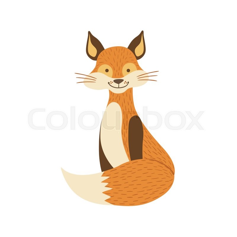 800x800 Smiling Fox Sitting Like Cat Stylized Cute Childish Flat Vector