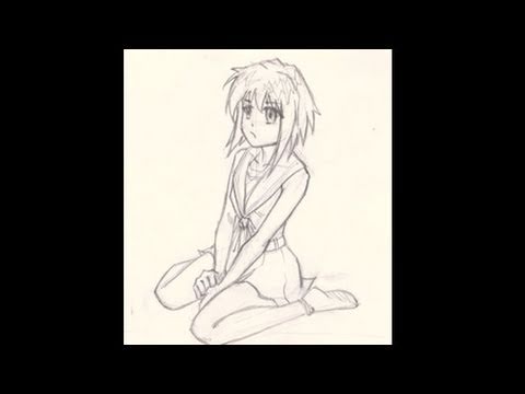 480x360 How To Draw Anime Girl, Sitting Pose And Perspective Slightly