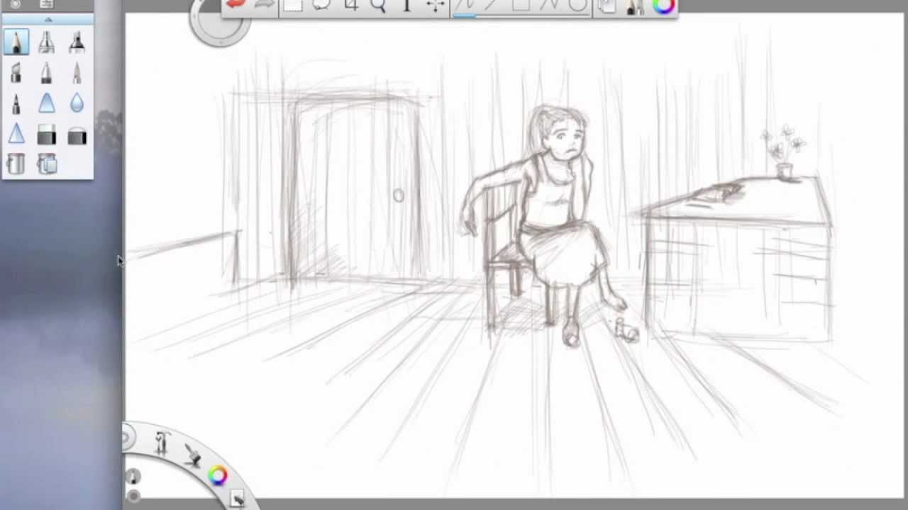 1280x720 Drawing A Girl Sitting On The Chair