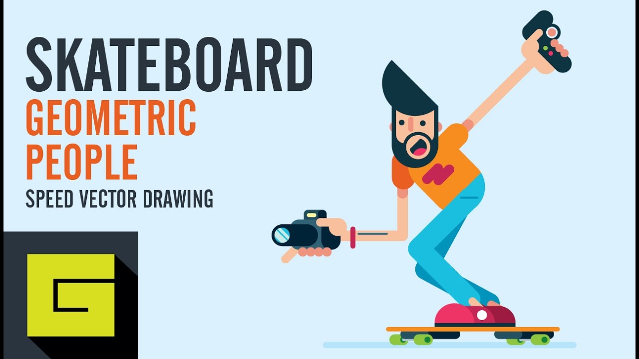 1280x720 Speed Drawing, How To Draw Flat Character, Electric Skateboard