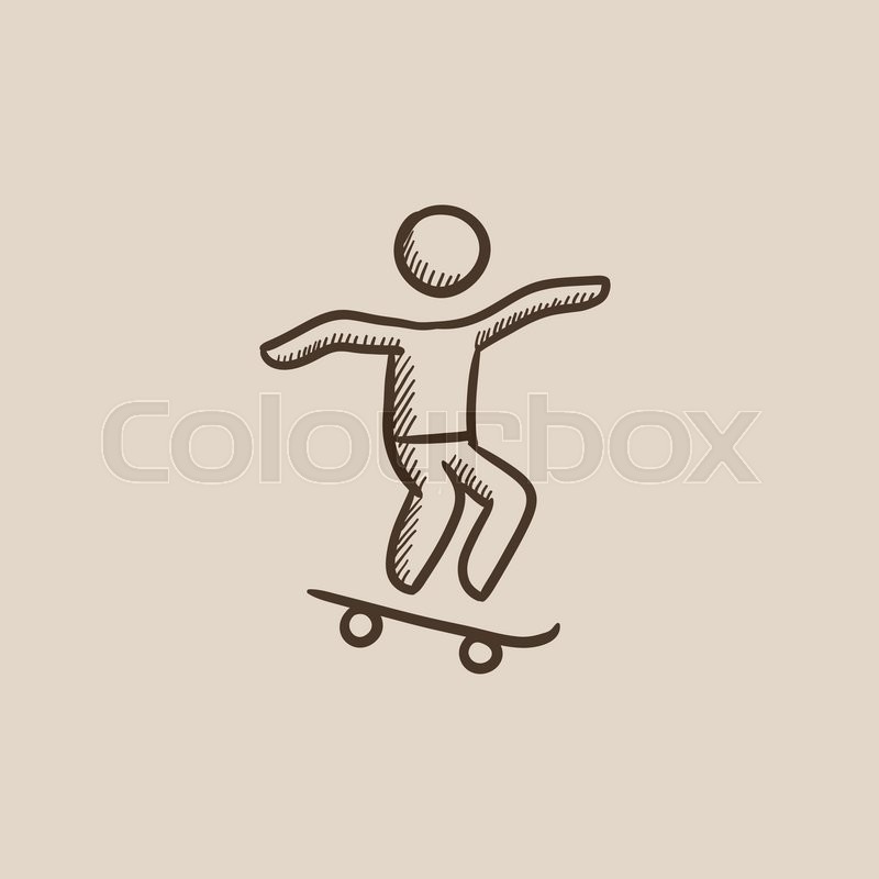 800x800 Man Riding On A Skateboard Sketch Icon For Web, Mobile