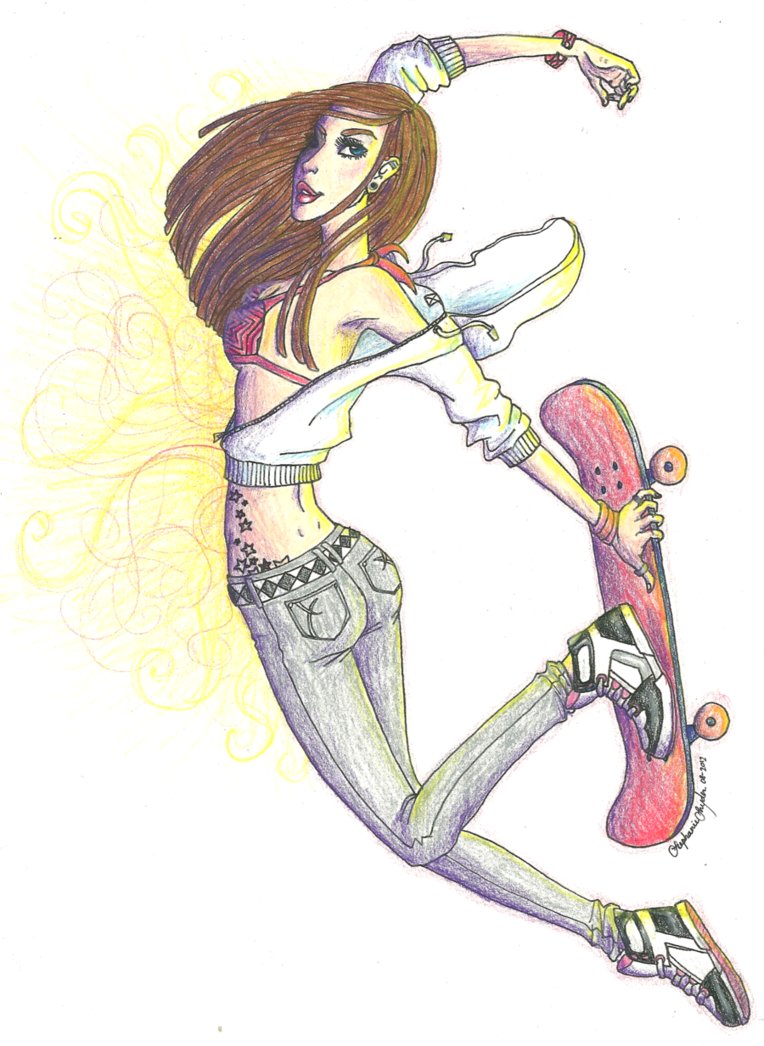 764x1046 Girl Skateboarder Drawing Skater Girl By Jesteppi Sketch Book