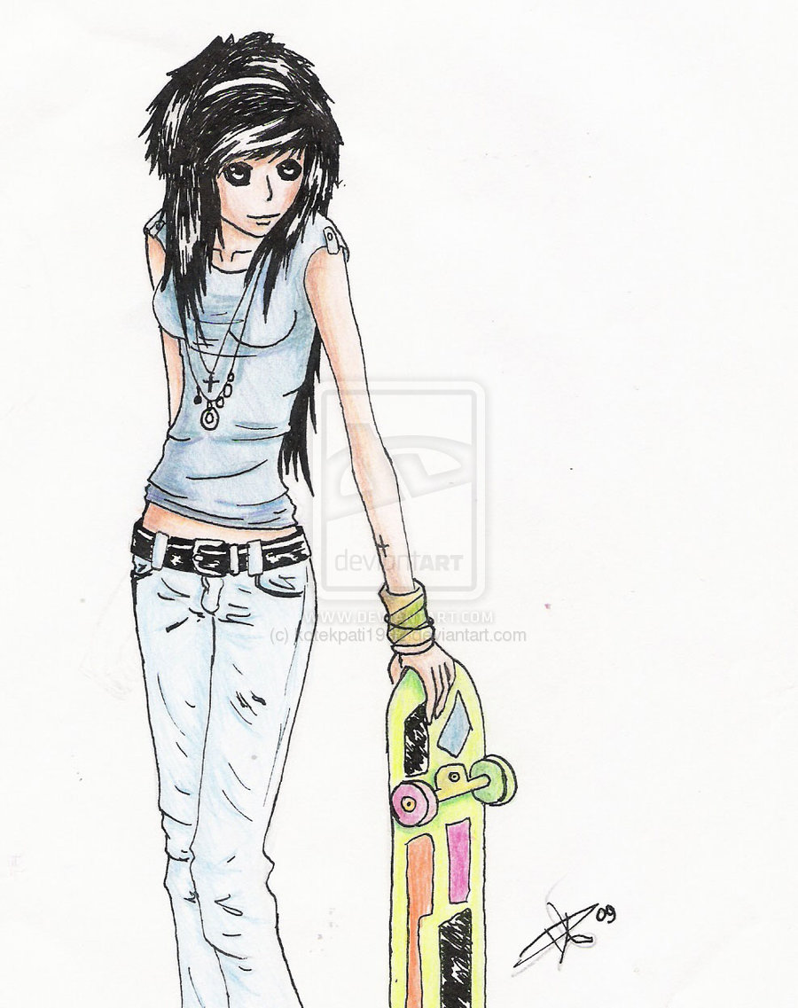 900x1137 Girl Skateboarder Drawings Girl With Skateboard Colors By
