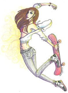 236x323 Girl Skateboarder Drawing 30 Dollar Commission Skater Girl By