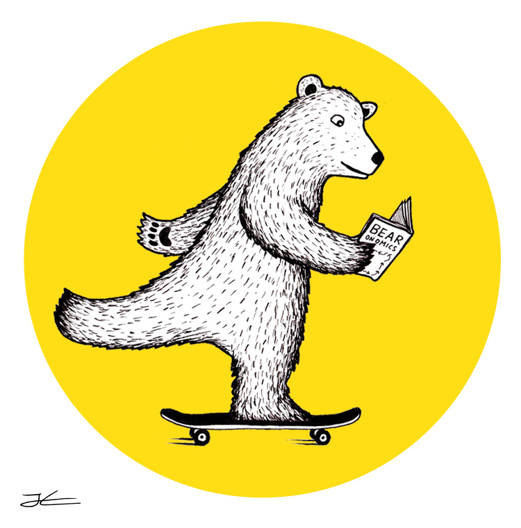 750x760 Skateboarding Bear Drawing Jonas Claesson
