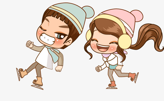 650x400 Roller Skating Men And Women, Cartoon Hand Drawing, Decorative