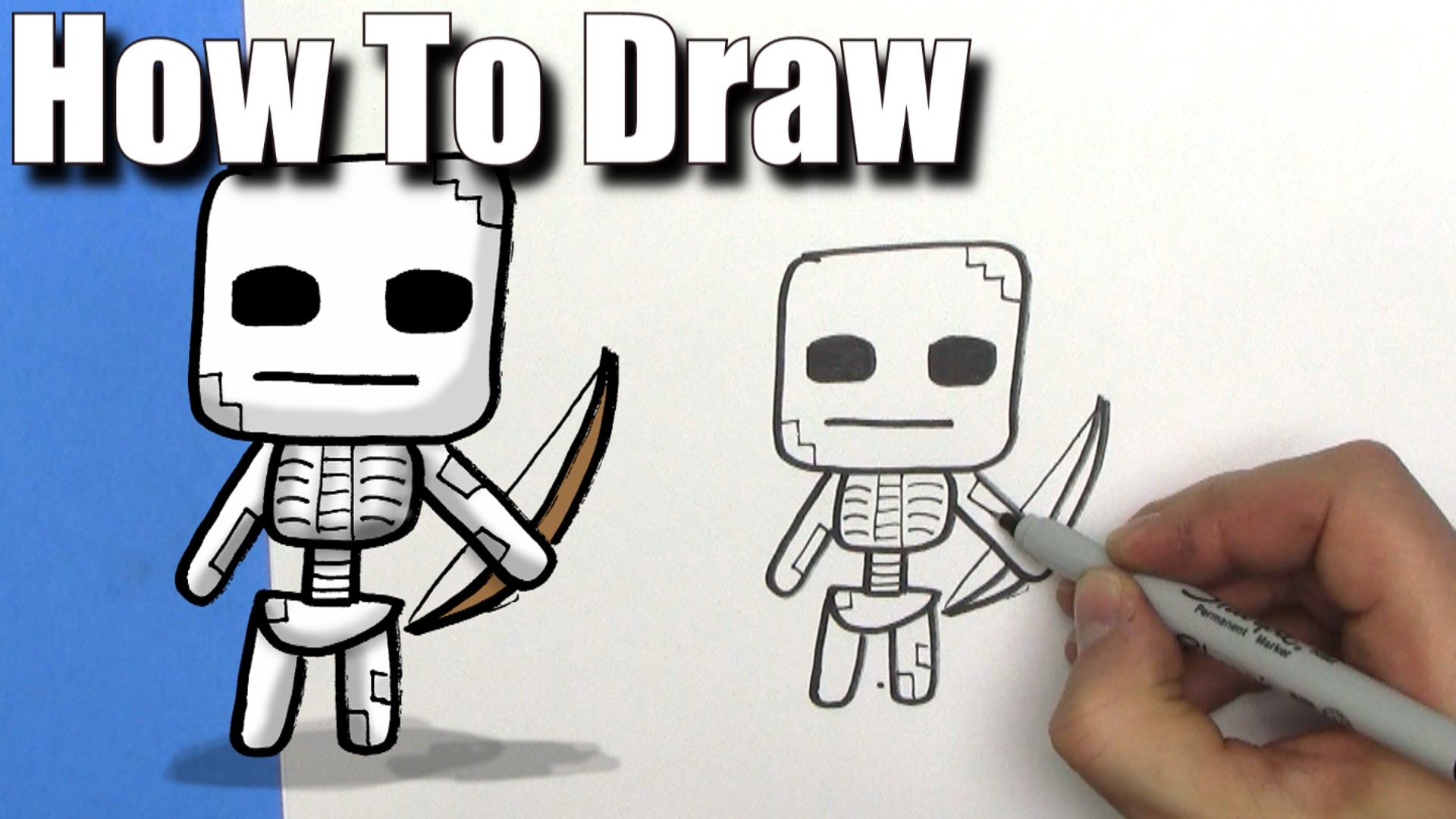 1920x1080 How To Draw A Cute Cartoon Minecraft Skeleton
