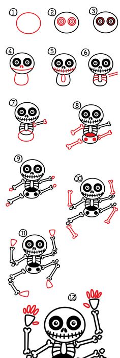 236x700 Skeletons How To Draw A Skeleton, Step By Step, Halloween