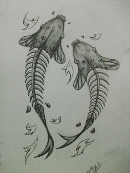 453x604 Skele Koi Tattoo Design By