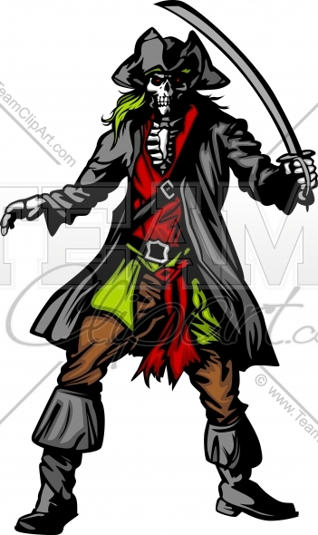 351x590 Skeleton Pirate Clipart Image. Easy To Edit Vector Format.