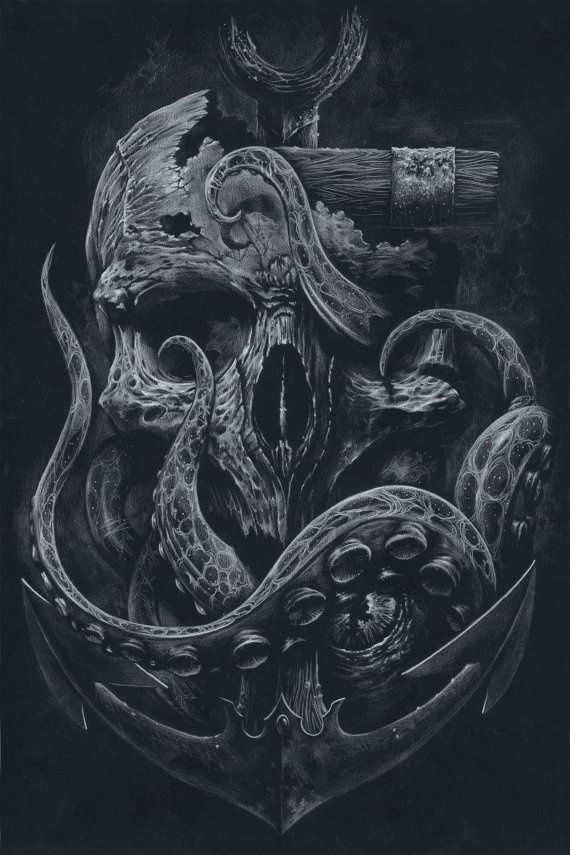 570x855 The Locker Custom Print Octopus Skull Anchor Black By Grabinkart