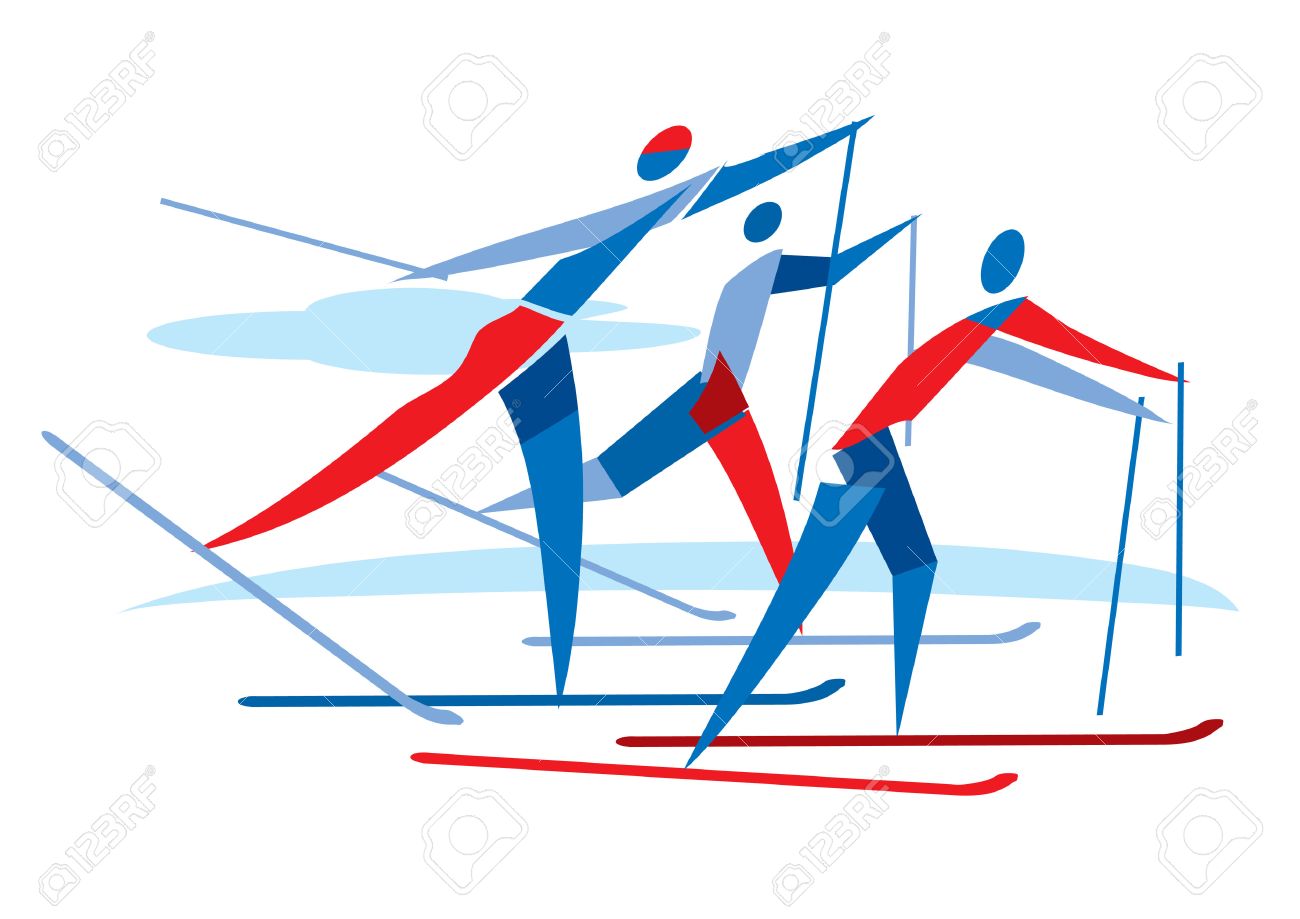 1300x919 Cross Country Skier Race. A Stylized Drawing Of Cross Country