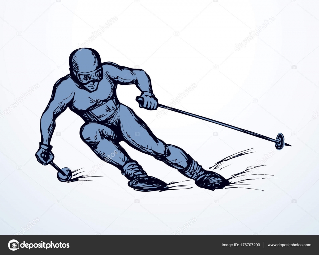 1024x818 Skier. Vector Drawing Stock Vector Marinka