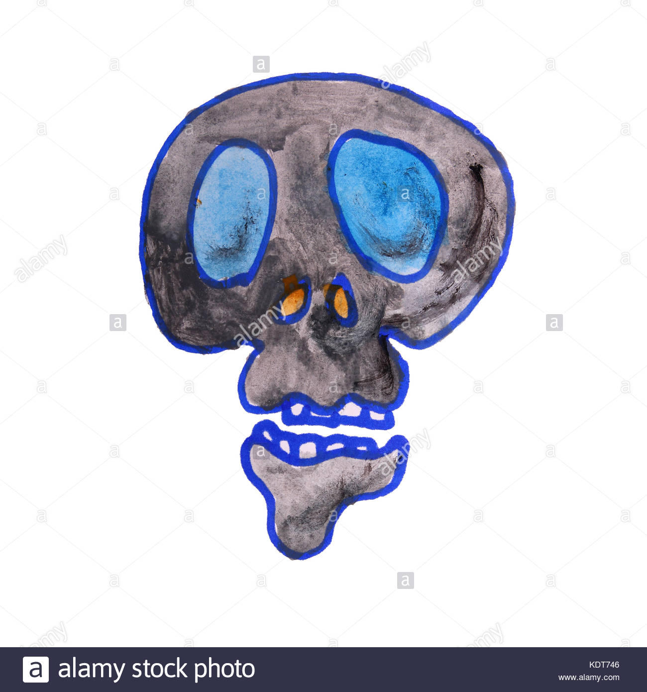1300x1390 Watercolor Man Skull Drawing Cartoon Style Isolated On A White B