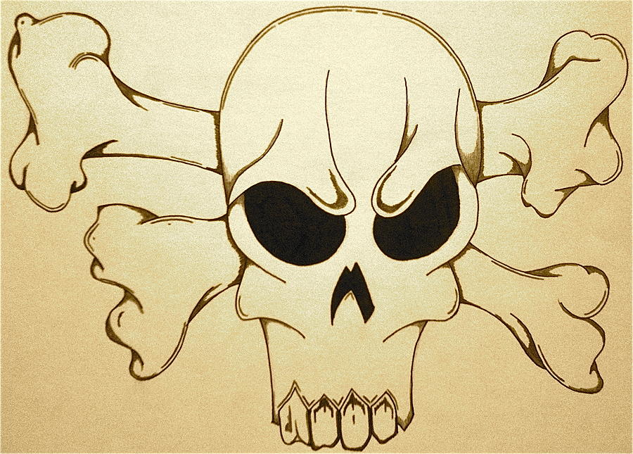 900x645 Skull And Cross Bones Drawing By Gary Southard