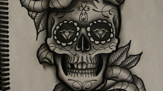 570x320 Skull With Roses Drawing Best Ideas About Skull And Rose