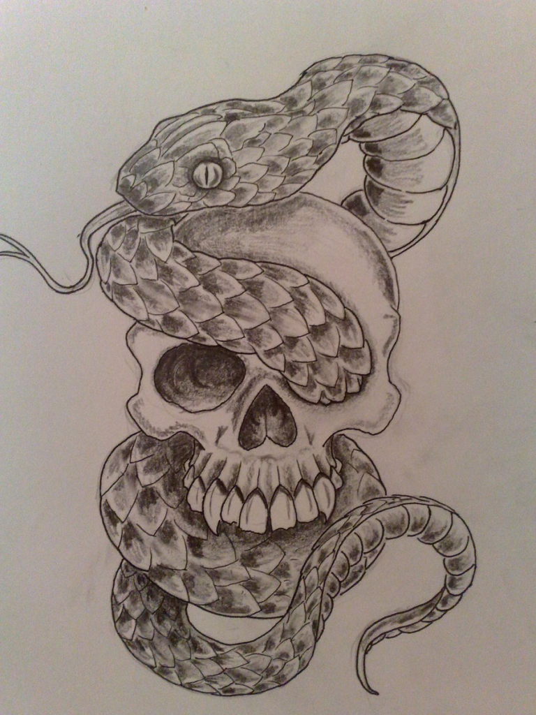 768x1024 Drawing Of Skulls And Roses Chinese Snake With Skull And Roses