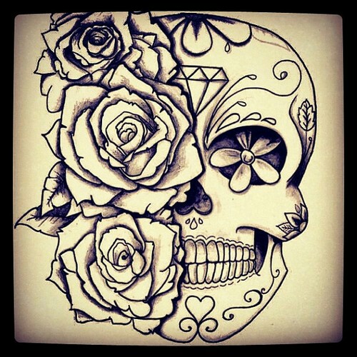 Skull And Roses Drawing at GetDrawings | Free download