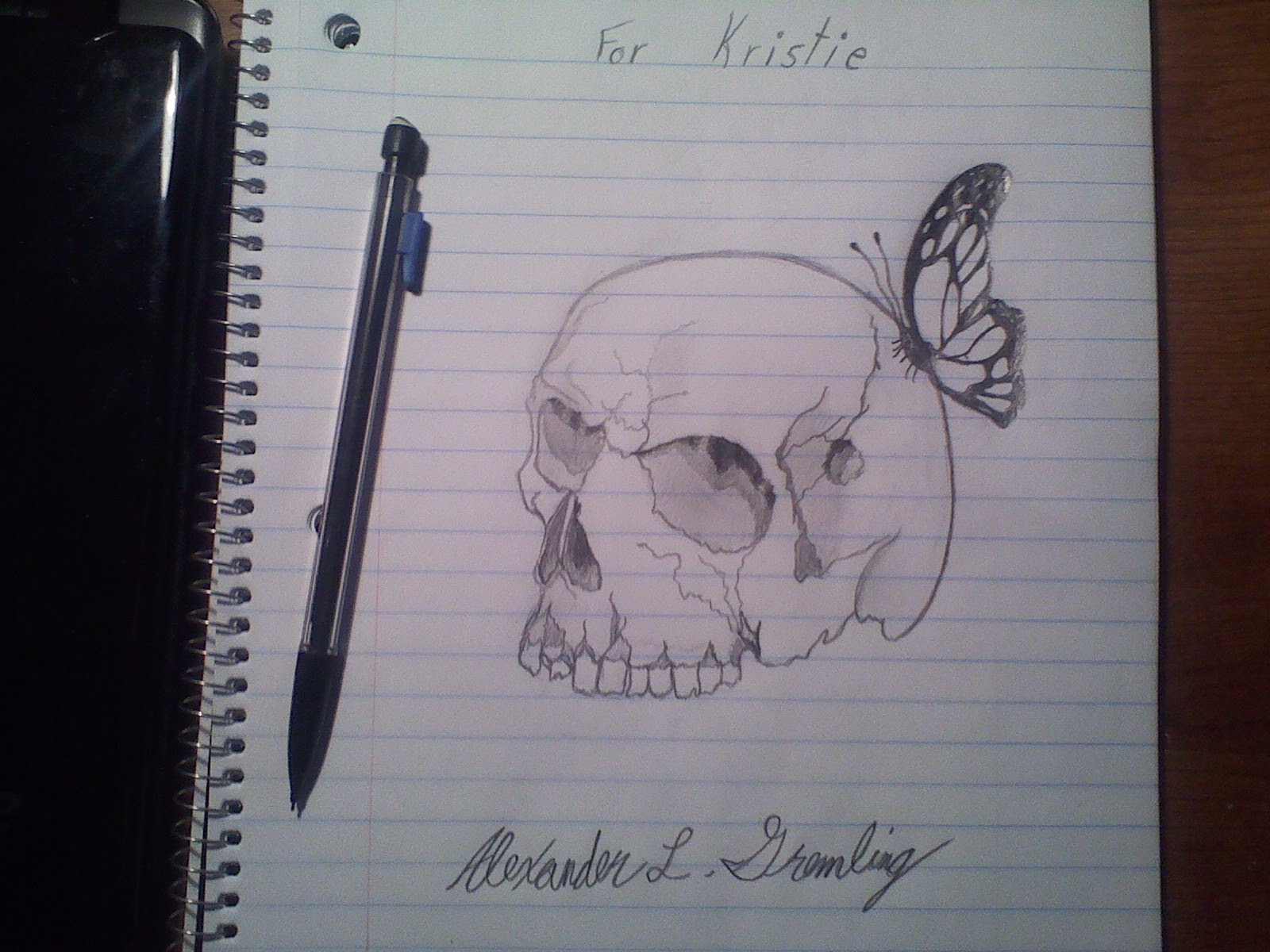 1600x1200 Time Lapse Drawing Kristie's Skull And Butterfly