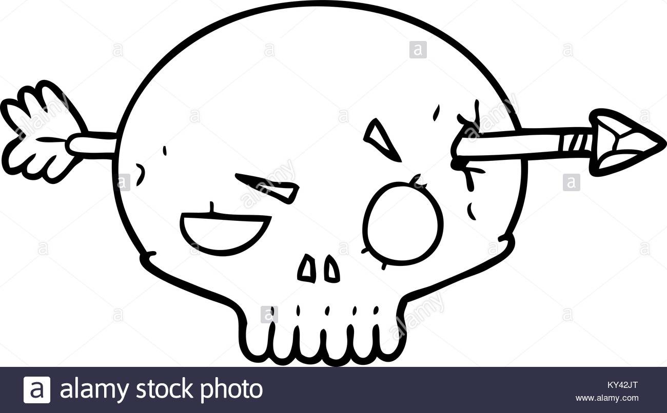 1300x806 Cartoon Skull Shot Through By Arrow Stock Vector Art
