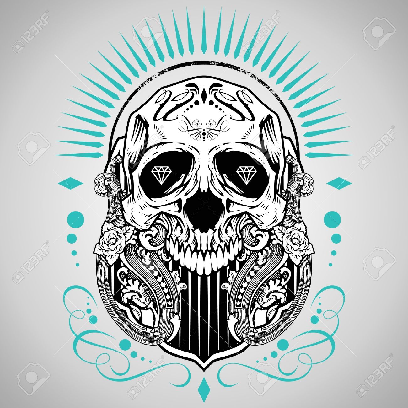 1300x1300 Vector Illustration Skull T Shirt Design Logos Royalty Free