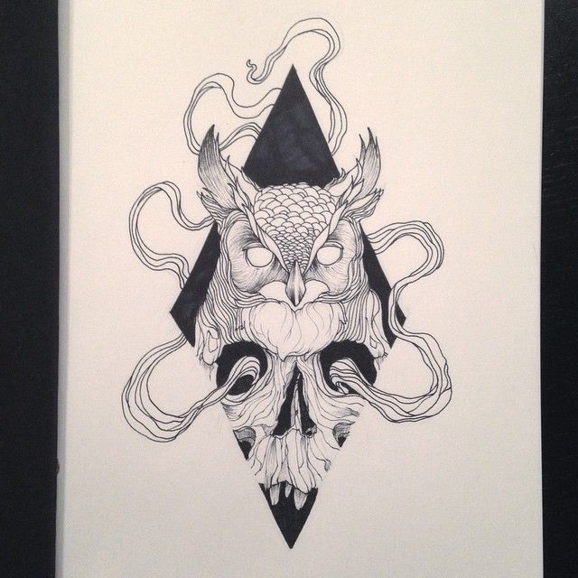 640x640 Black Ink Owl Drawings Tumblr
