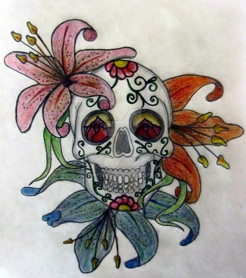 Skull Flower Drawing at GetDrawings | Free download