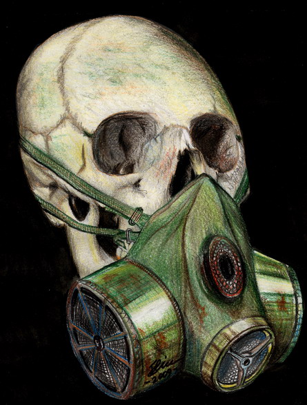 445x588 Skull And Gas Mask By Bogdancalciu