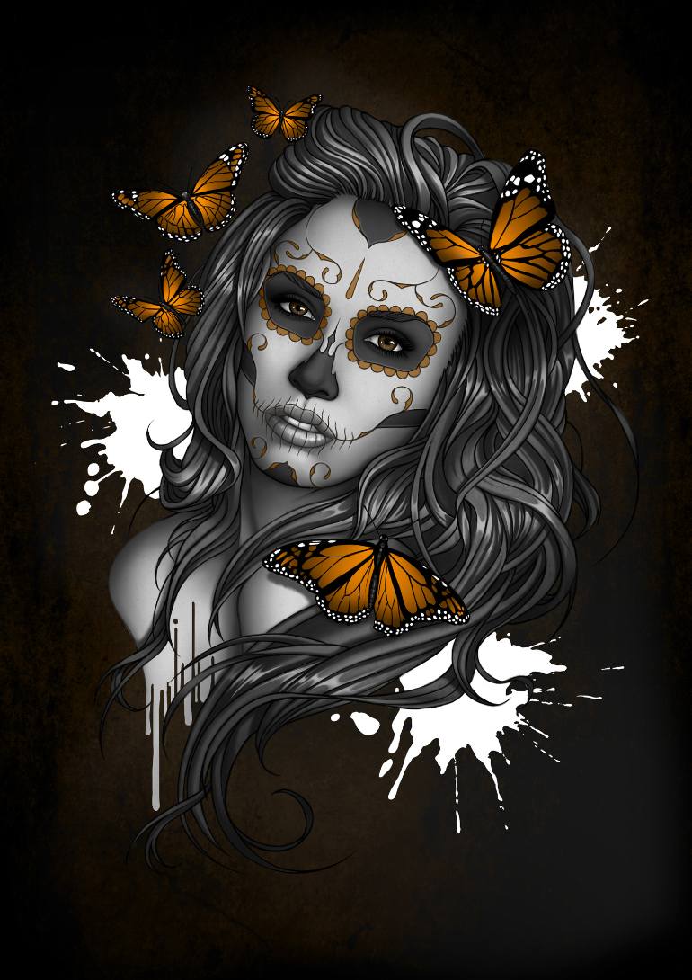 770x1090 Saatchi Art Sugar Skull Girl Drawing By Ben Krefta