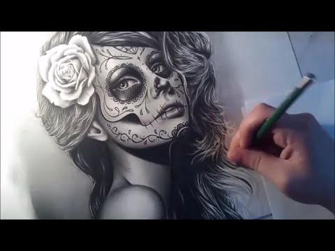 480x360 Sugar Skull Girl Portrait Speed Drawing
