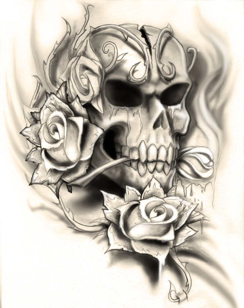 797x1003 Skull Rose Tattoo Design By Neogzus