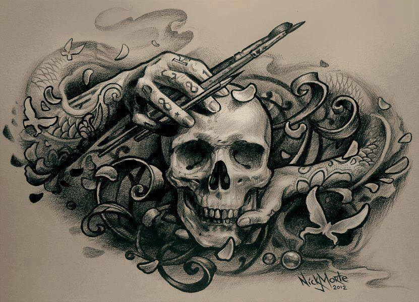 831x600 Skull Drawing Tattoo Tattoos Skull Drawings