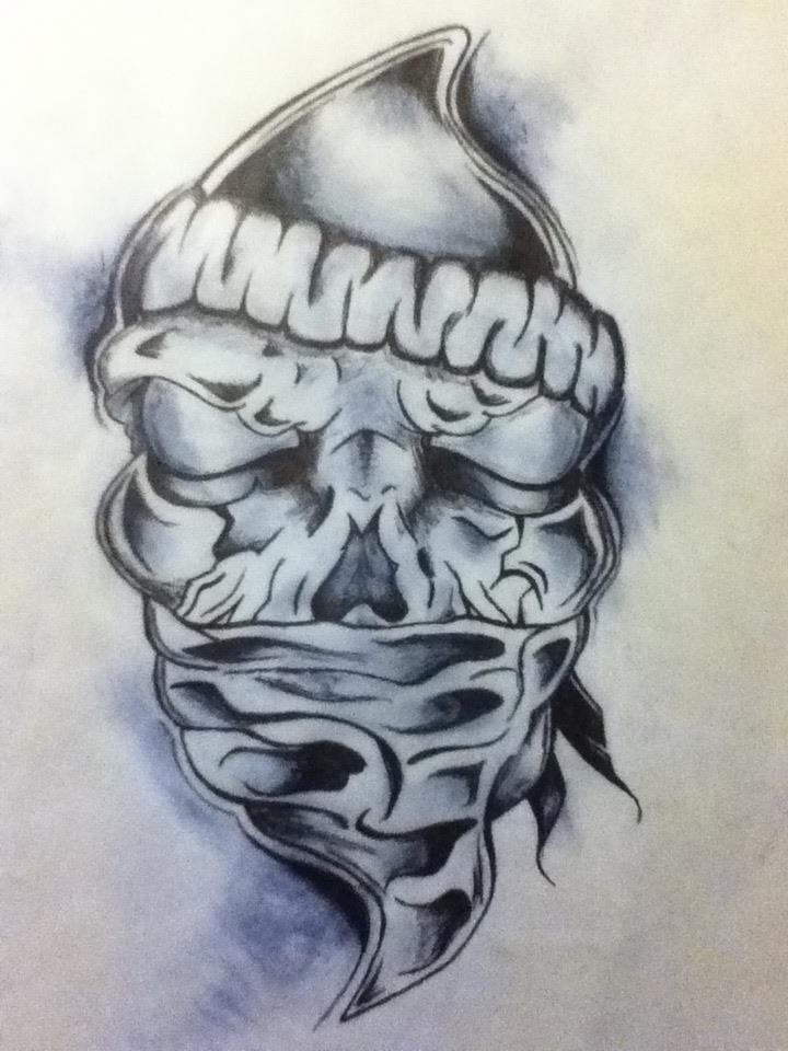 720x960 Skull With Bandana Tattoo Skull With Bandana Tattoos Bandana